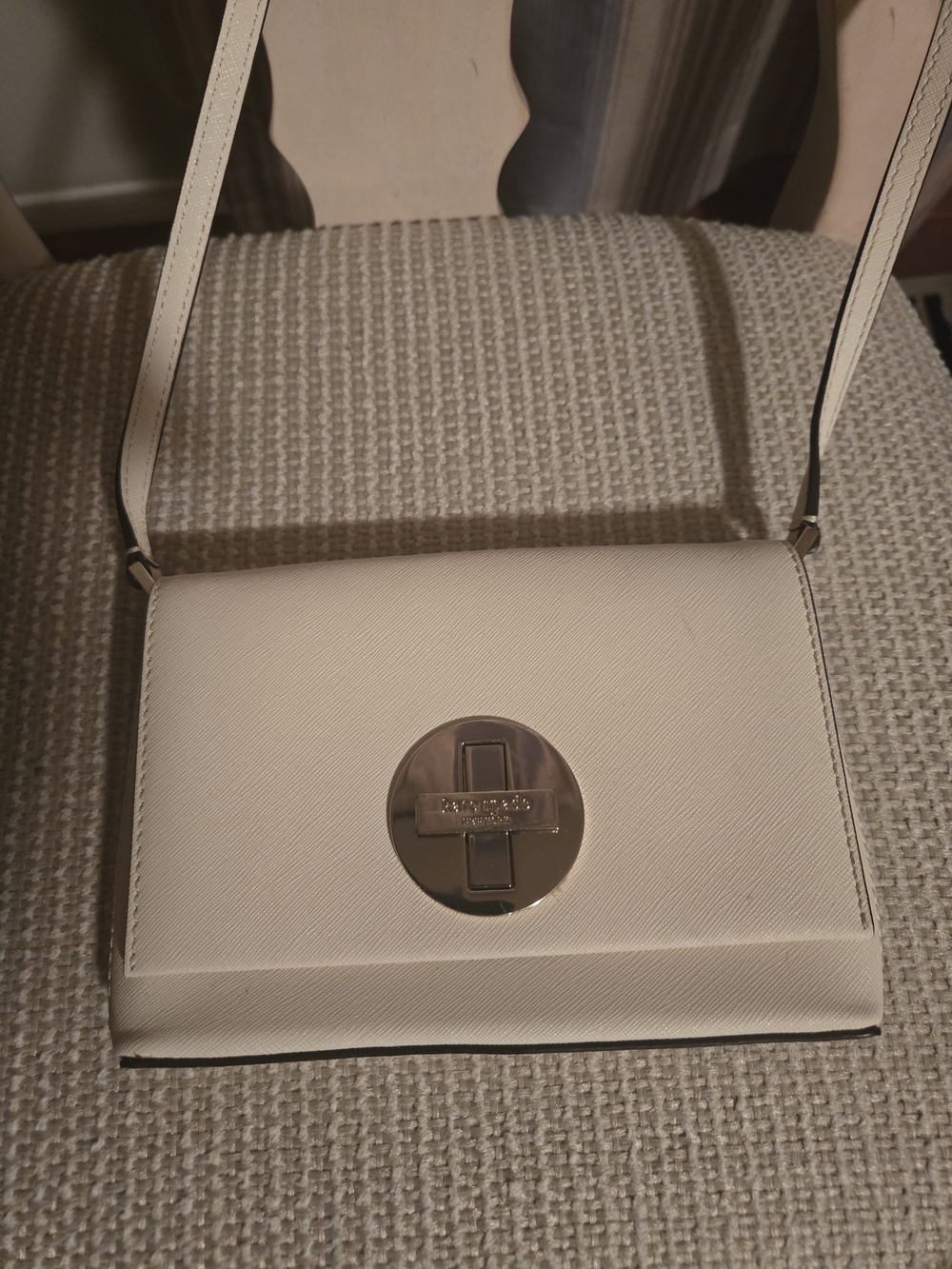 Kate Spade Cream Crossbody Shoulder Bag with Turn-Lock Accent